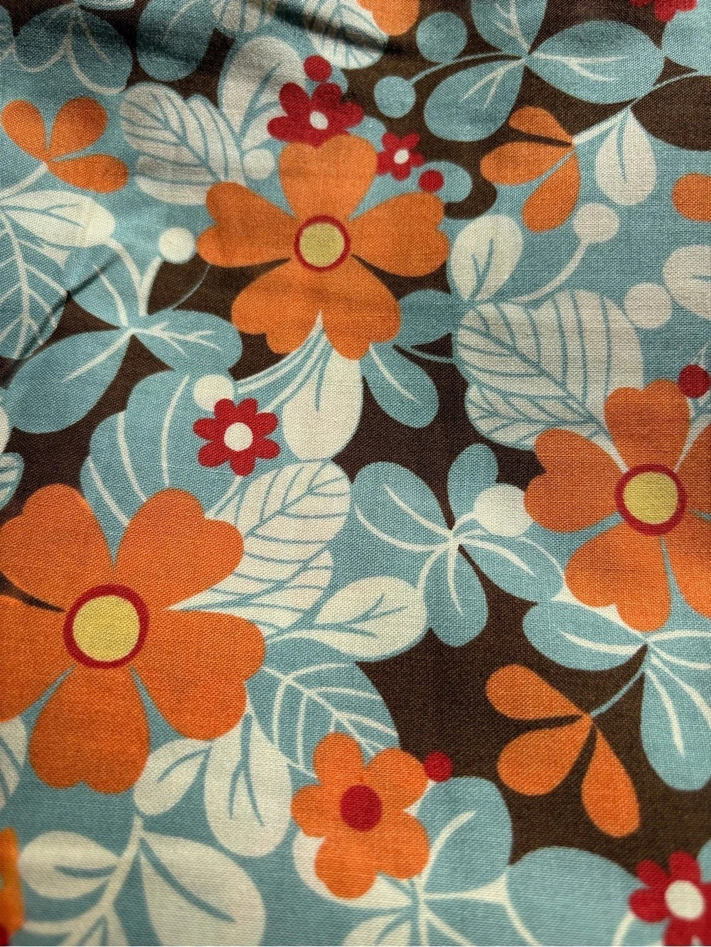 Freebird by MoMo for Moda Floral Fabric Blue & Orange 2 Yard Cut
